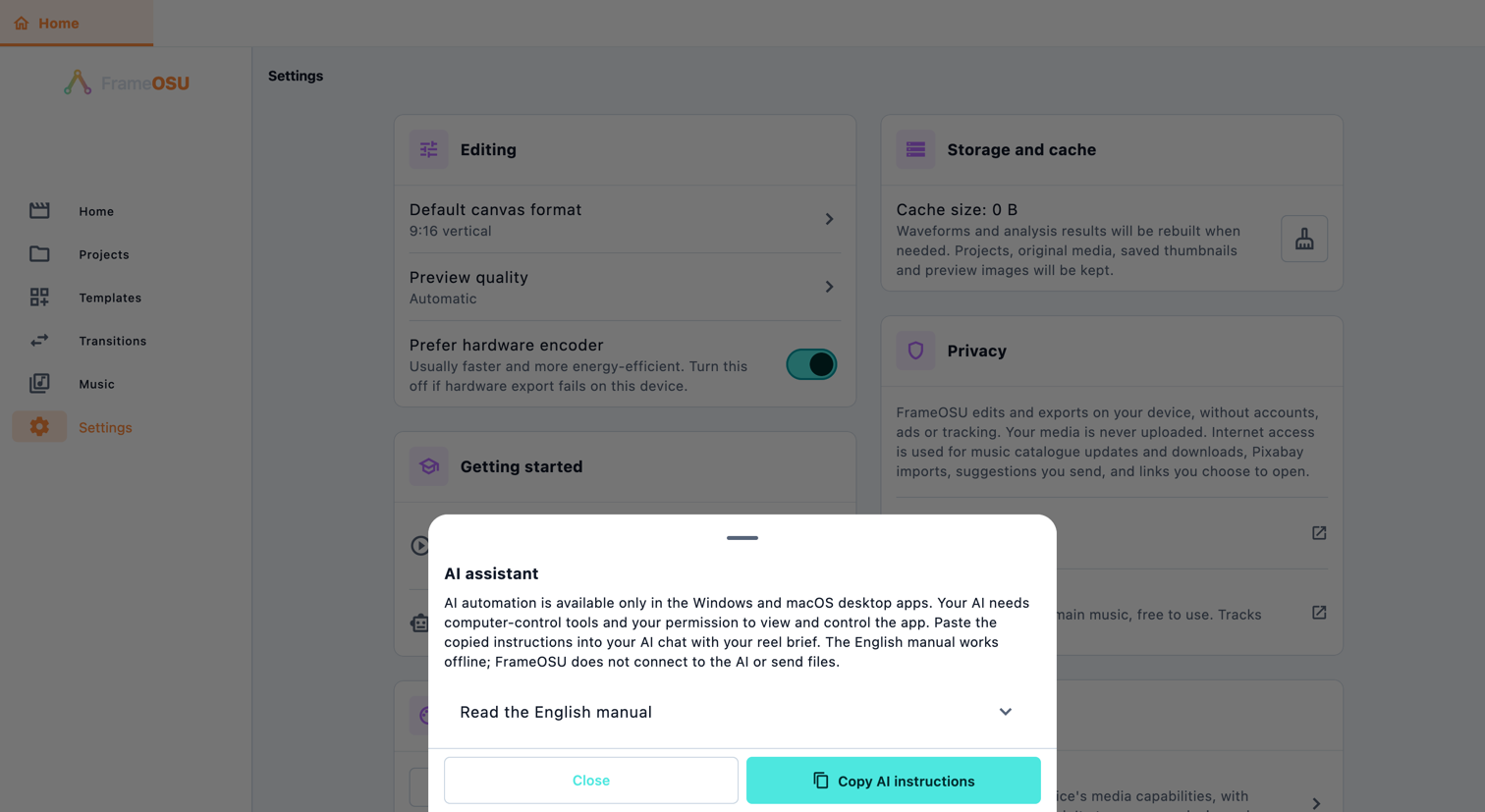 AI assistant · Desktop