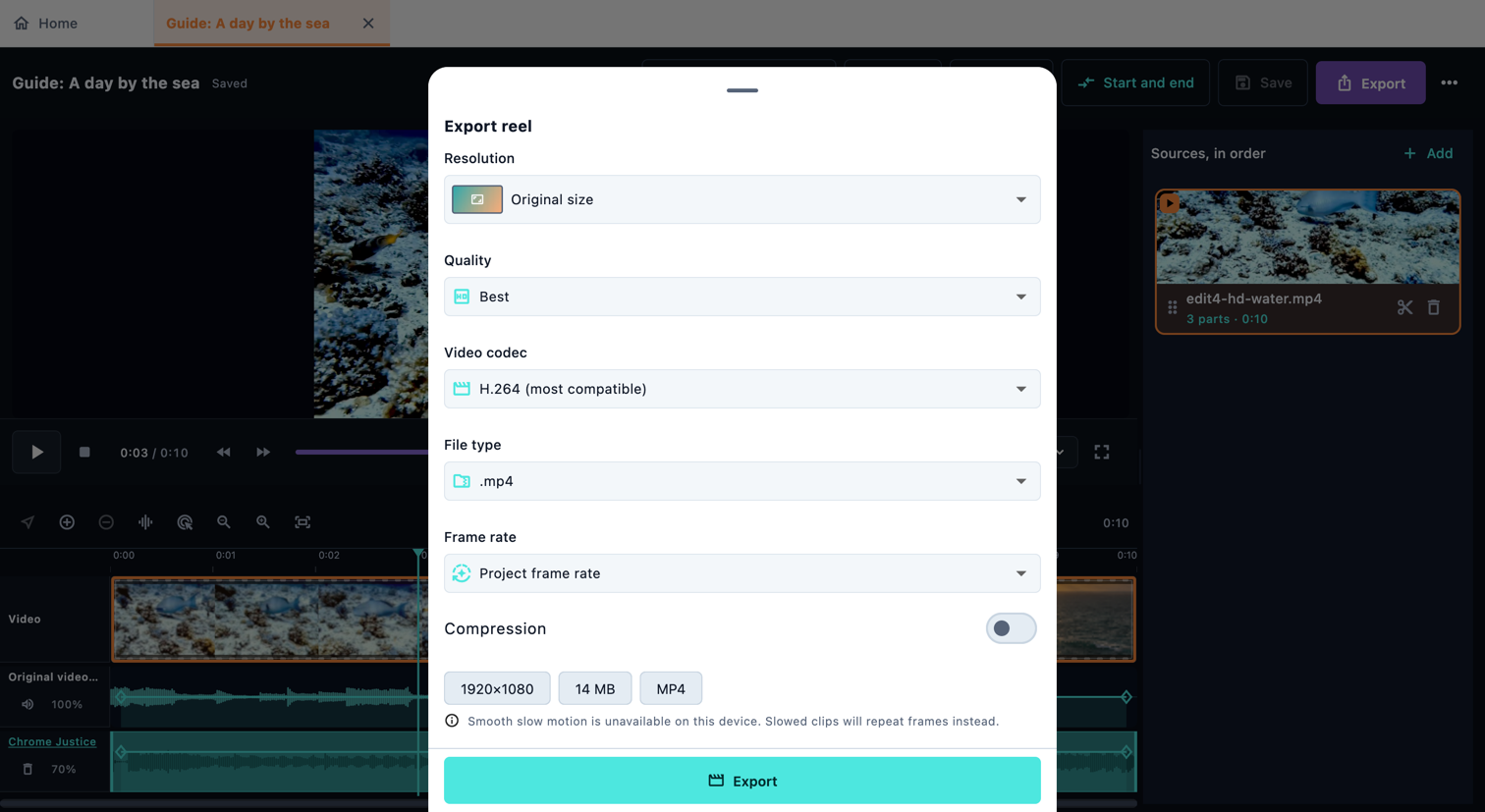 Export reel · Desktop