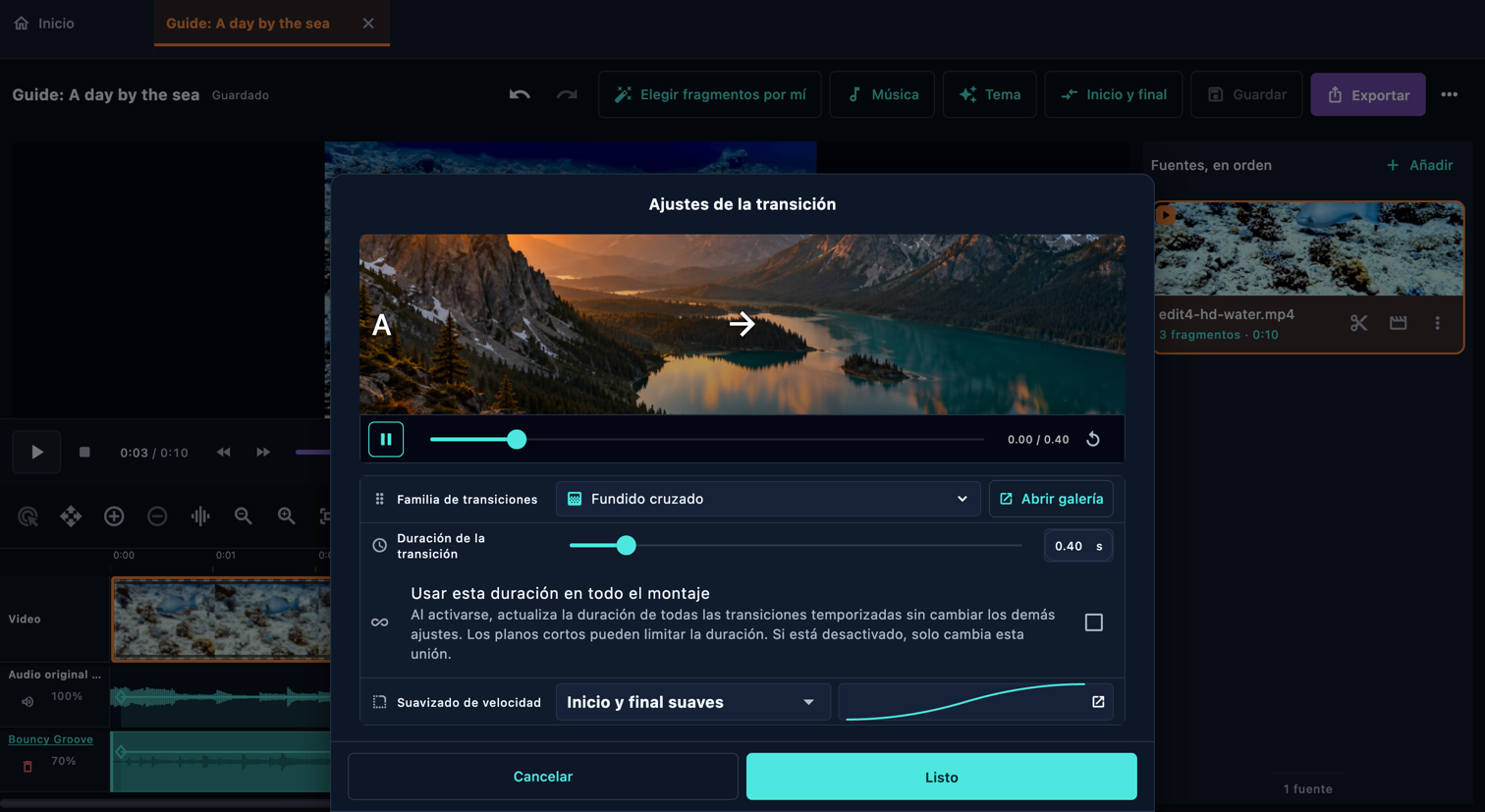 Transición entre fragmentos · Ordenador