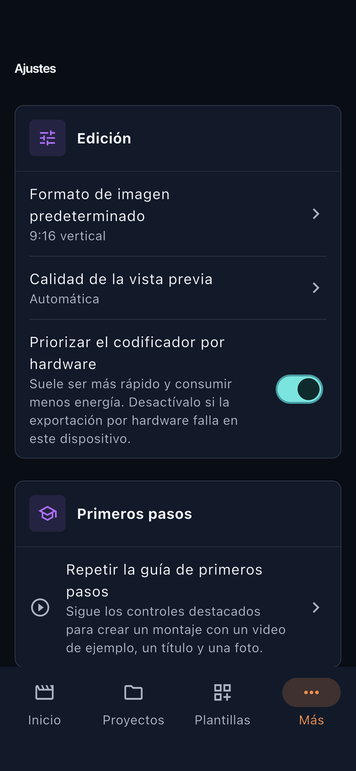 Ajustes · Teléfono