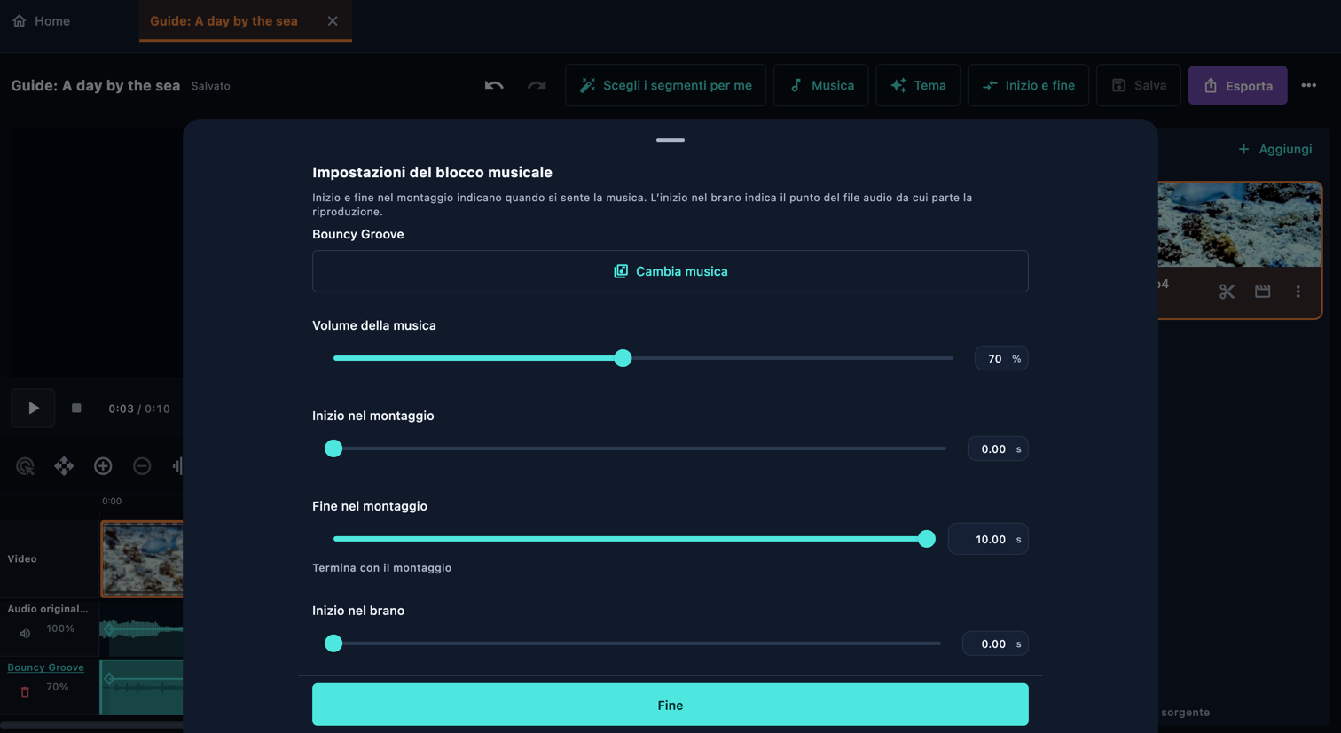 Impostazioni del blocco musicale · Computer