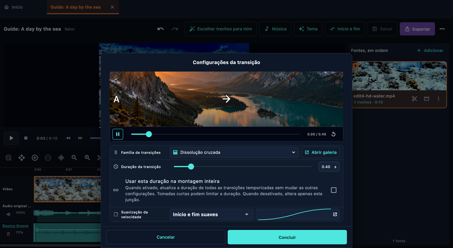 Transição entre trechos · Computador